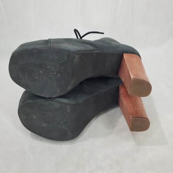 Jeffrey Campbell Lita Platform Boot Size 7.5 Leather Wood Goth Edgy Lady Gaga - Picture 10 of 14